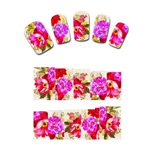 SENECIO Pink Red Romantic Floral Nail Art Manicure Decals Water Transfer Stickers (2 Sheets) - HalfPe