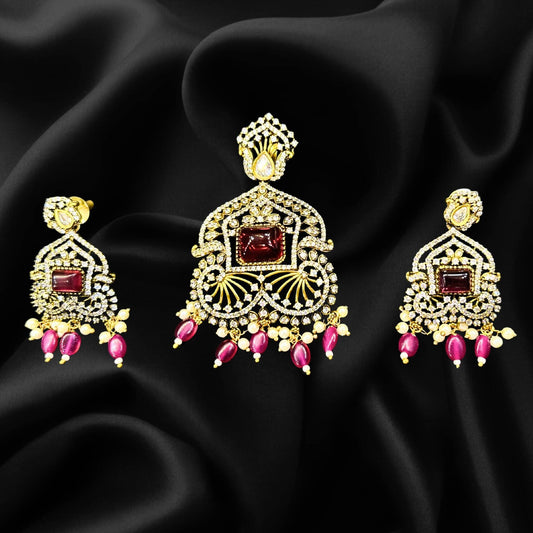 Elite Gold Plated AD Earrings Set For Women - HalfPe