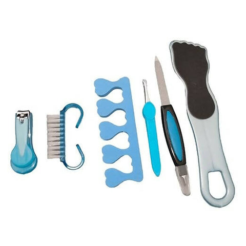 SENECIO Manicure Pedicure Kit With Brush,Nail Cutter,Toe Separator Blue Color (6 In 1 Nail Art Set ) - HalfPe