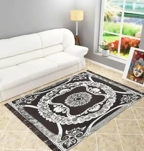 Trendy Carpets 4x6 feet rectangular for living room 6 x4 feet(Black) - HalfPe