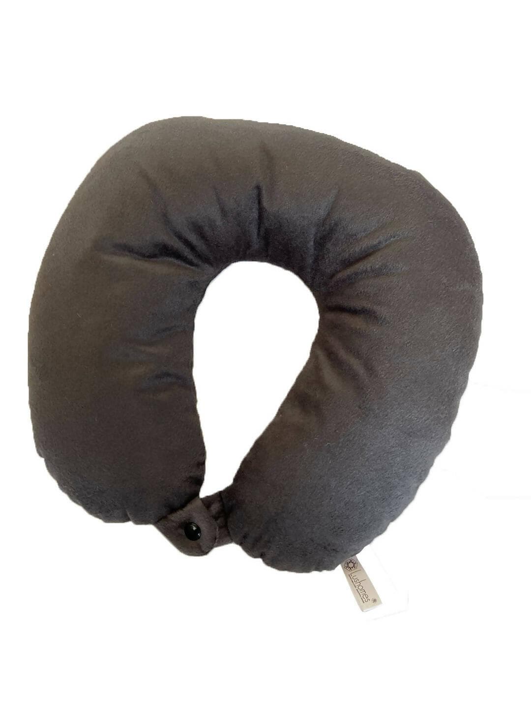 Lushomes neck pillow, Grey Travel Pillow, neck pillow for travel, For Flights, for Train, for neck pain sleeping, with Polyester filling (12 x 12 inches) - HalfPe