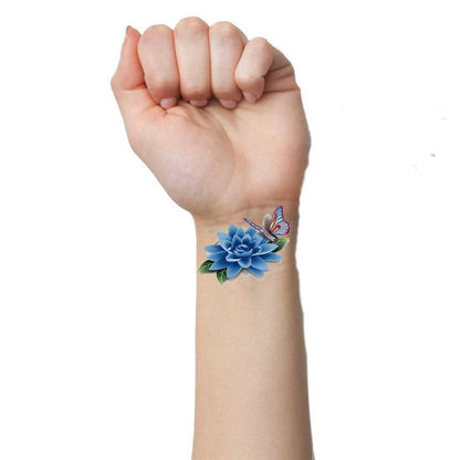 SENECIO Mini Design Colorful Flower Butterfly Waterproof Body Art Sleeve DIY Stickers Glitter Temporary Tattoo (pack of 2) - HalfPe