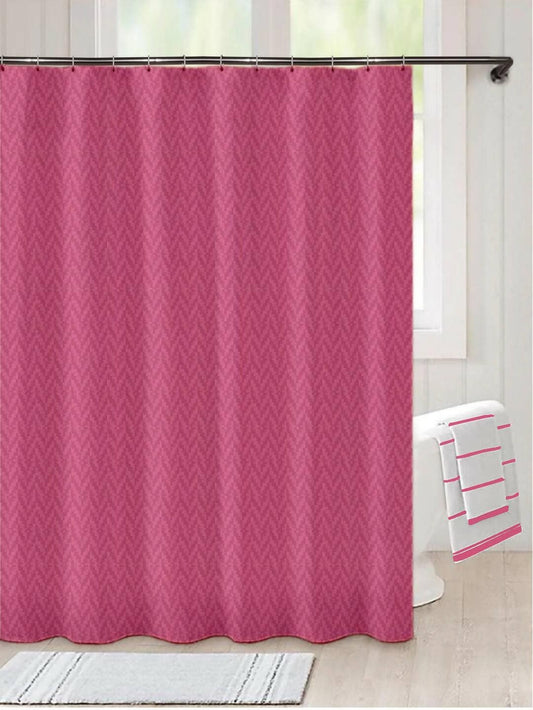 Lushomes Heavy Duty Fabric Shower Curtain, water resistant Partition Liner for Washroom, W4 x H6.5 FT, W 48 x H78 Inches with Shower Curtains 8 Plastic Eyelet, 8 C-Rings (Non-PVC), Colour Pink - HalfPe