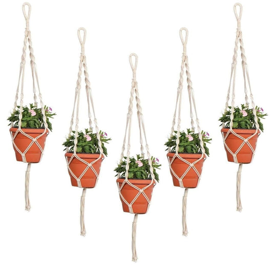 ecofynd Plant Hanger, Ivory, 9 inch, 5 Pc - halfpeapp