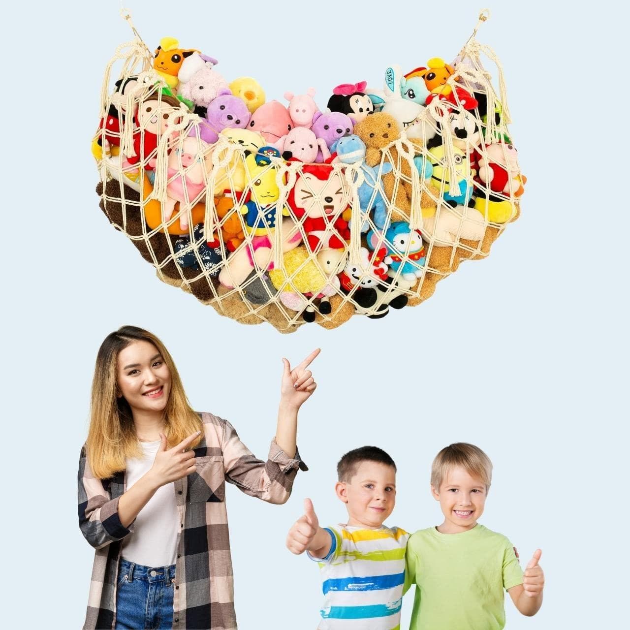 ecofynd stuffed animal toy hammock, net holder for nursery kids - halfpeapp