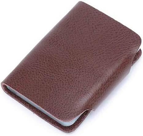 Brown Button ATM card holder super soft Business Cardholder - HalfPe