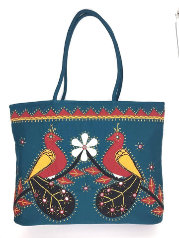 Embroidery banjara design tote handbag (multicolor) - halfpeapp