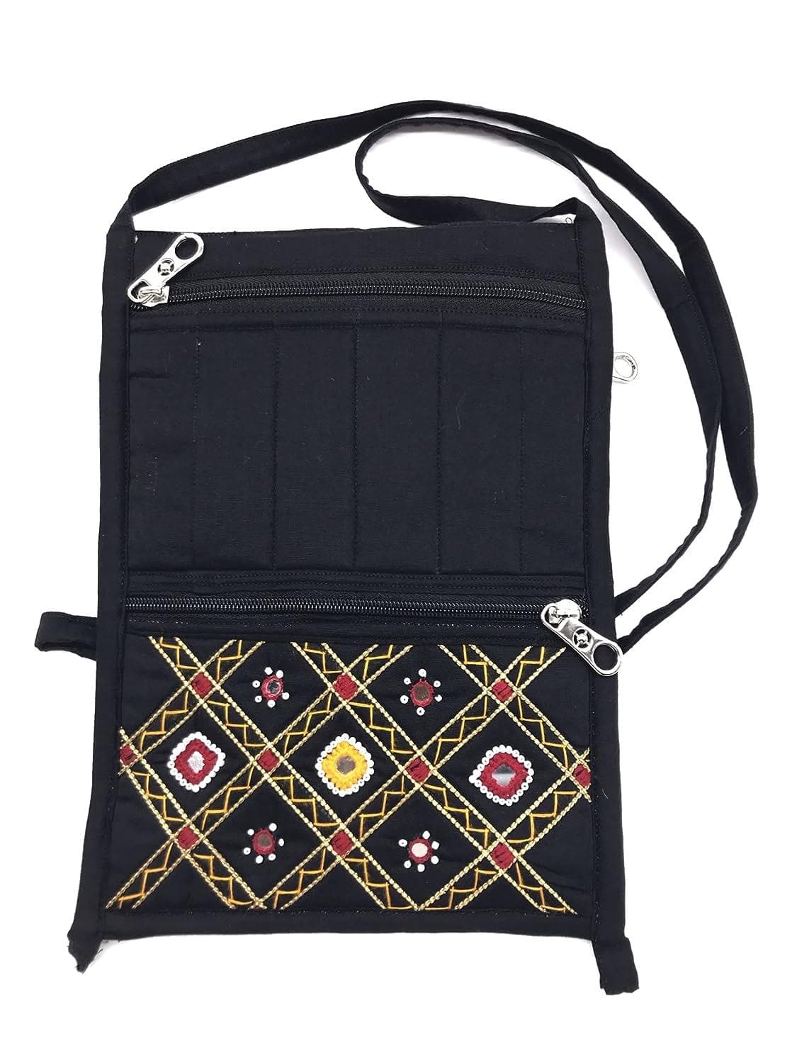 Embroidery sling bag (black) - halfpeapp