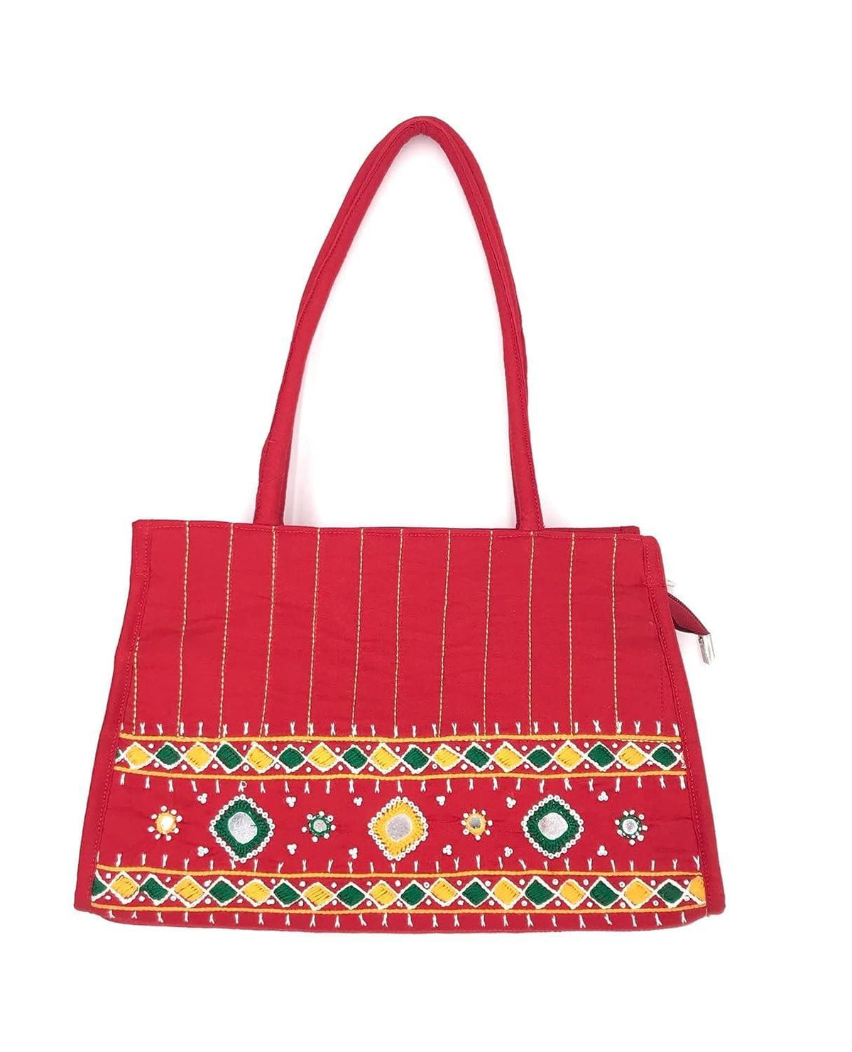Enthnic cotton shoulder bag for ladies (red) - halfpeapp