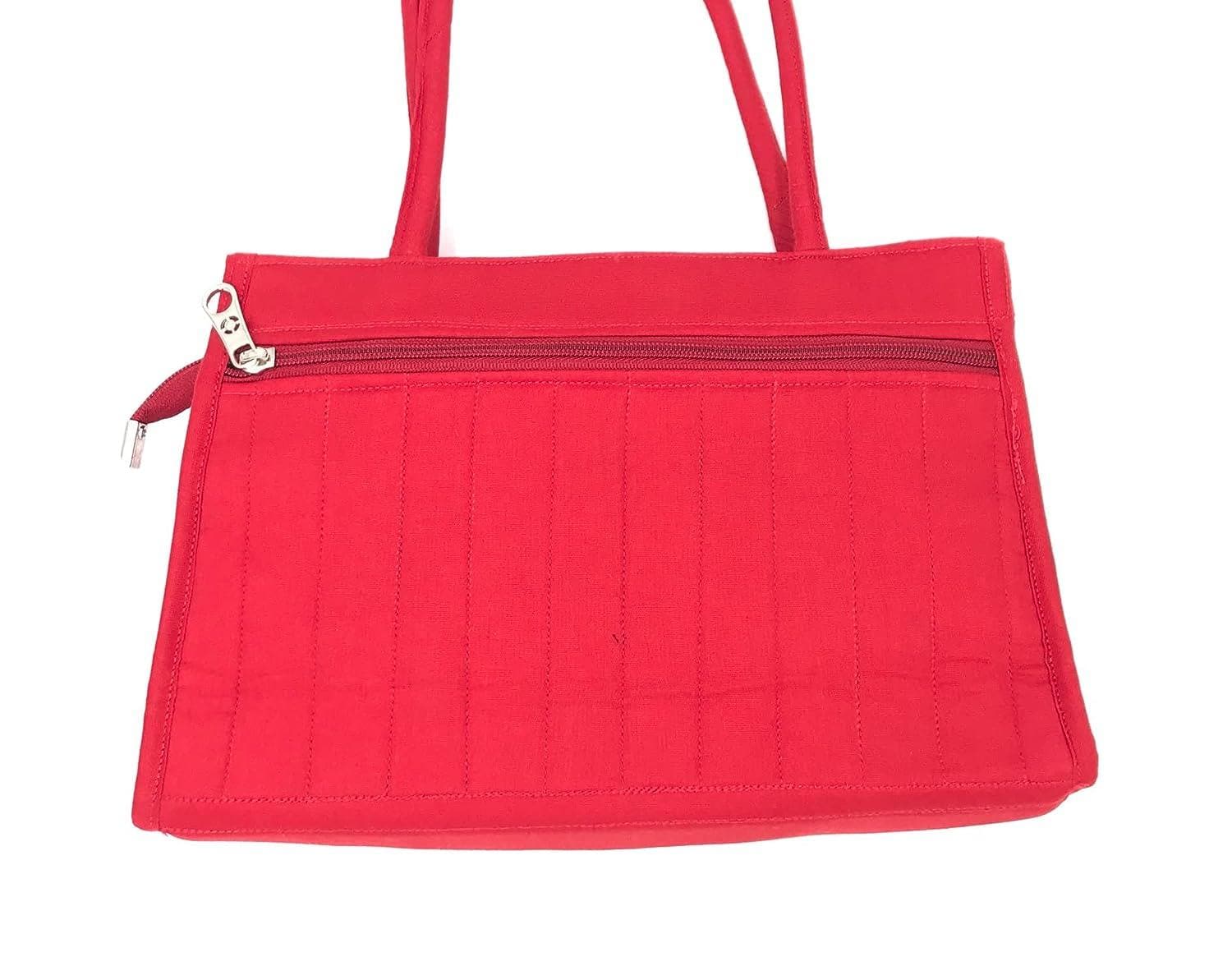 Enthnic cotton shoulder bag for ladies (red) - halfpeapp