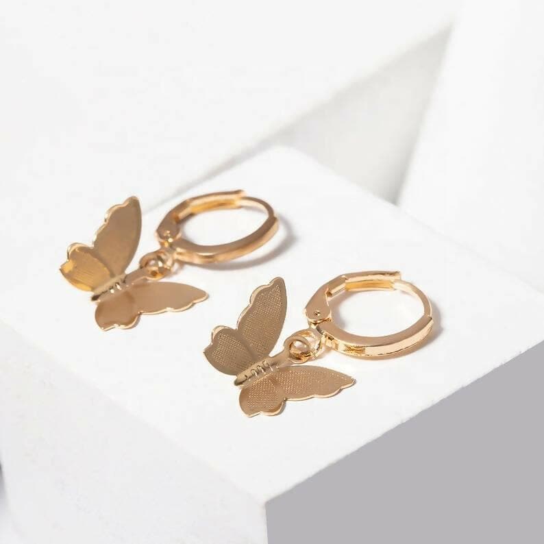 Fashion earring butterfly style gold (2 pairs) - HalfPe