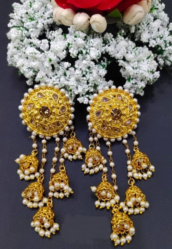 Ethnic bahubali latkan jhumka earrings set | MANATH (Copy) - halfpeapp