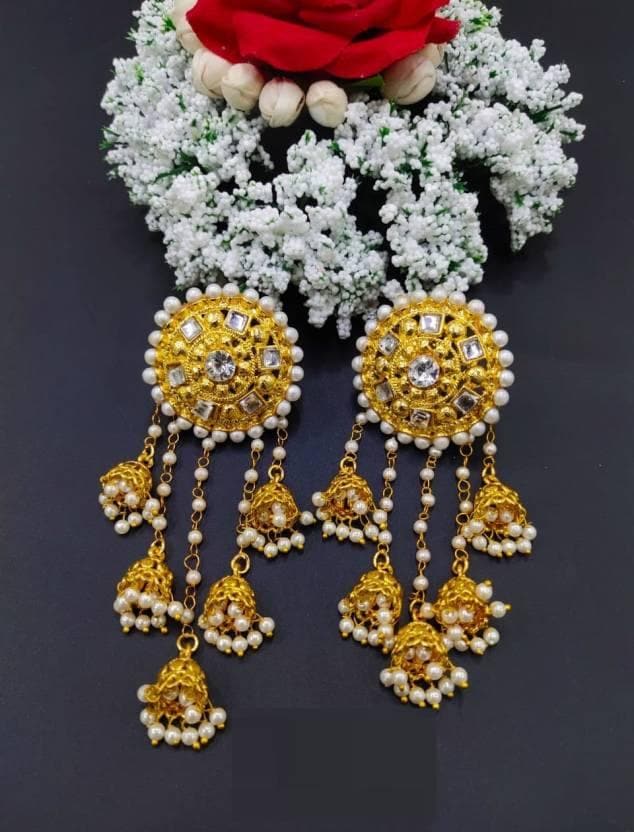 Ethnic bahubali latkan jhumka earrings set | MANATH - halfpeapp