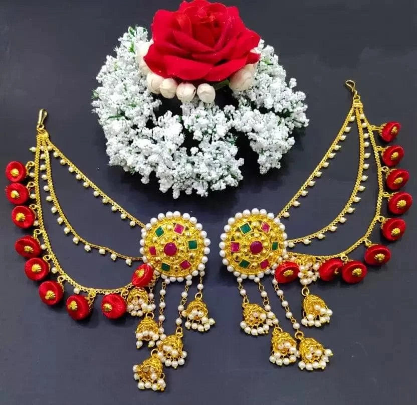 Ethnic bahubali polki with earchain earrings set | MANATH - halfpeapp