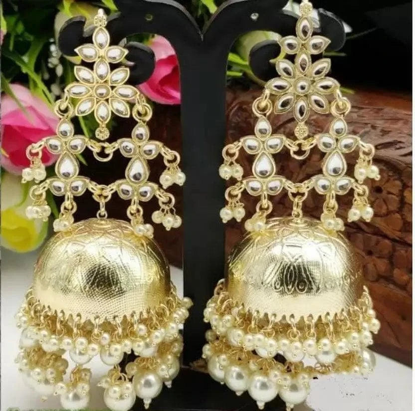 Ethnic designer big jhumka earrings set | MANATH - halfpeapp