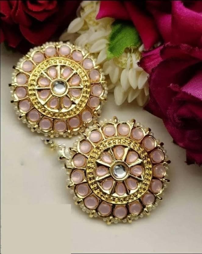 Ethnic kundan diamond stone alloy earrings set | MANATH - halfpeapp