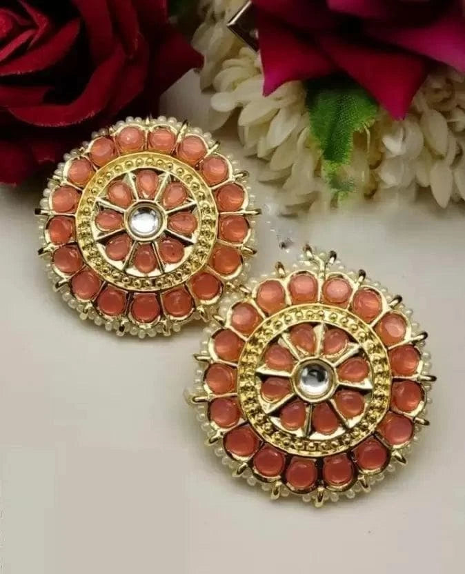 Ethnic kundan diamond studs earrings set | MANATH - halfpeapp