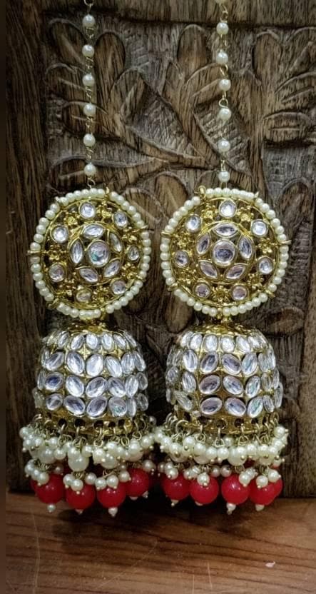 Ethnic paachi kundan jhumkha earrings | MANATH - halfpeapp