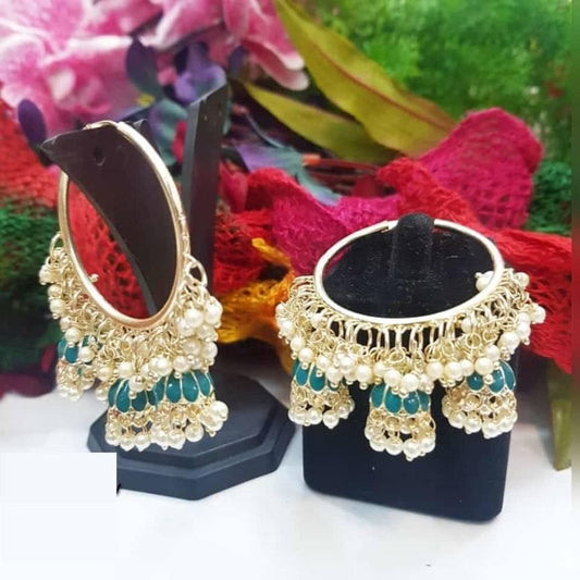 Ethnic pearl alloy jhumka earrings | MANATH - halfpeapp