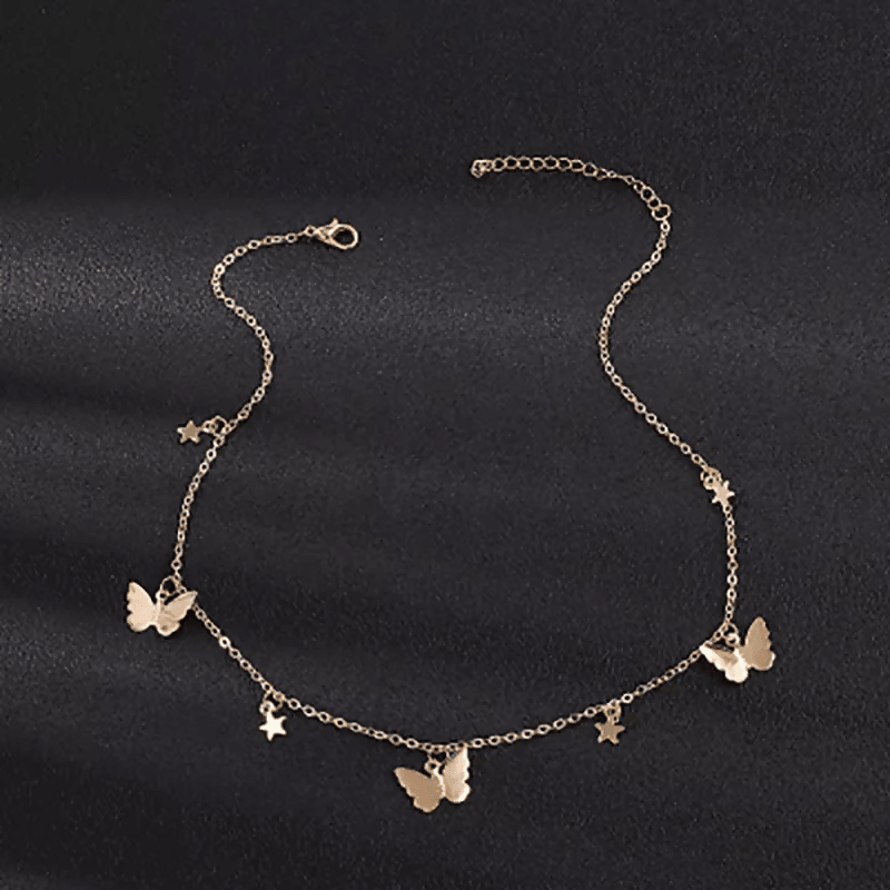 Pinapes Multiple Butterfly Star Necklace for girl And Women’s - HalfPe