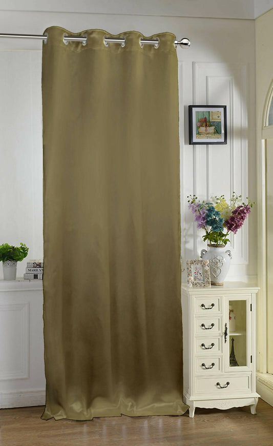 Lushomes Satin Curtains, Brown Satin door curtain, Plain Door Curtain, 7.5 feet curtains with 8 Metal SS Eyelets, 4.5 FT x 7.5 FT (54 x 90 inches) - HalfPe