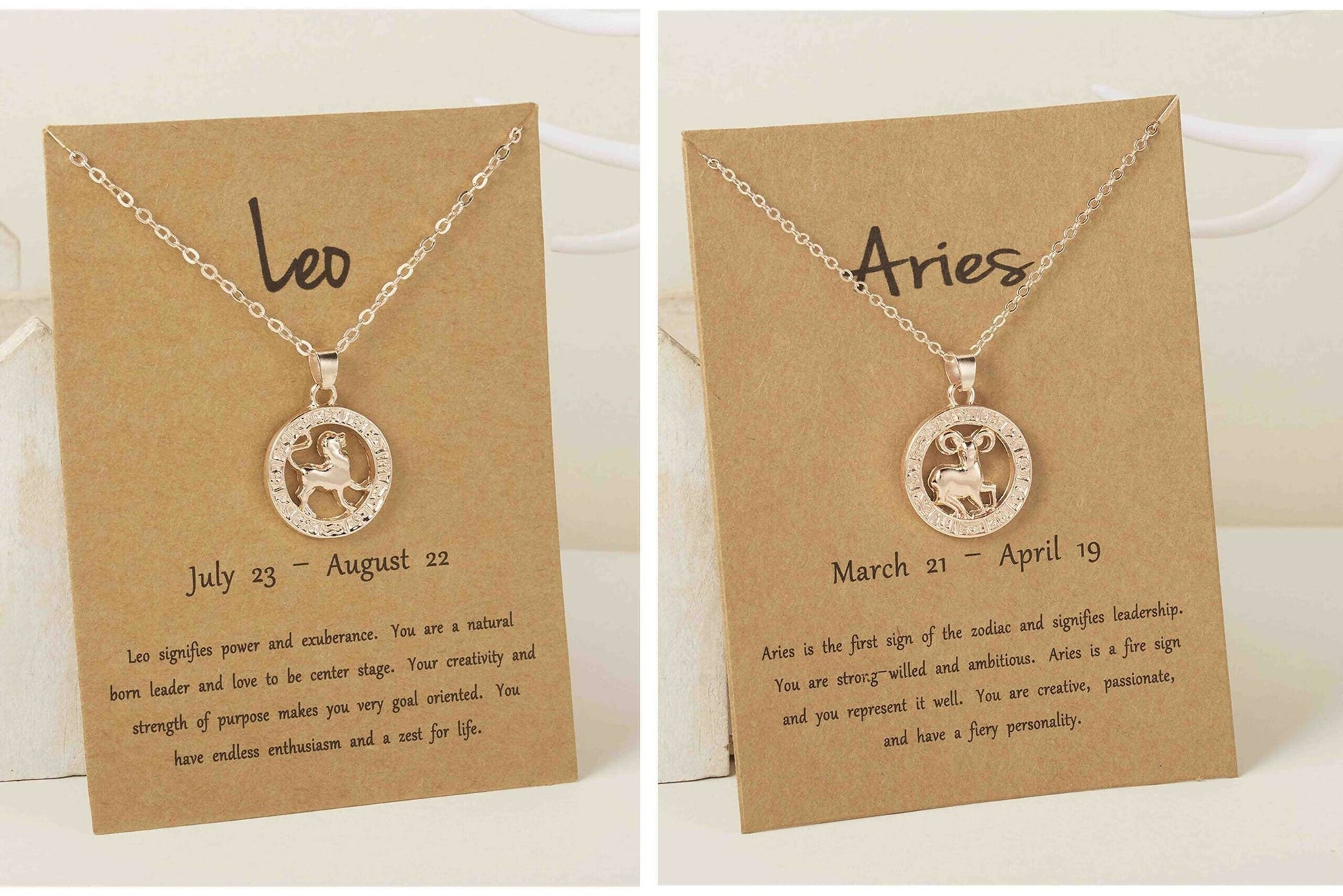 Pinapes Star Signs Leo And Aries Necklaces for Women Pendant Constellation Necklace Elegant Chain Necklaces (Pack of 2) - HalfPe