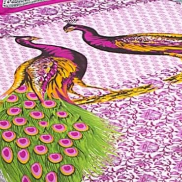 Jaipuri Cotton Pink Double Bedsheet Jaipuri Peacock Print with 2 Pillow Covers for Living Room - HalfPe