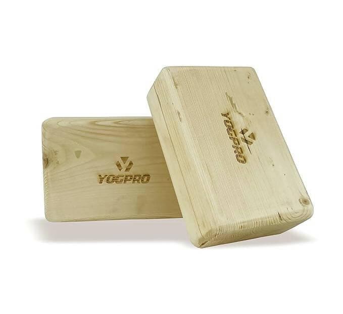 YOGPRO Premium Wooden Yoga Block, Eco-Friendly Pure Wood Yoga Block Brick, Provides Stability, Balance and Flexibility, for Yoga (pack of 2) - HalfPe