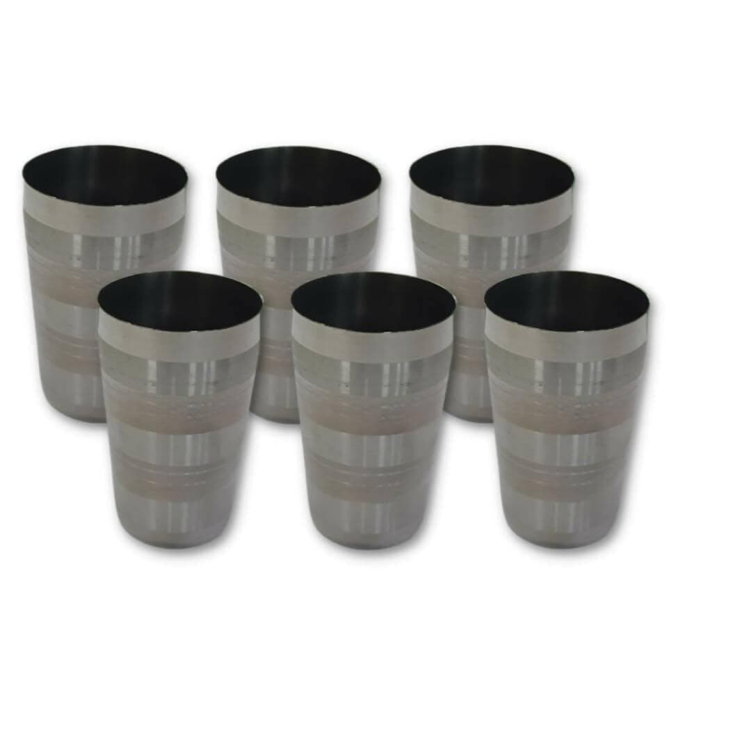 SHINI LIFESTYLE Stainless Steel Glass (Pack of 6) - HalfPe