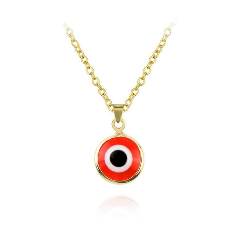 Pinapes Blue Turkish Evil Eye Pendant Chain Necklace for Women (Red, pack of 2) - HalfPe