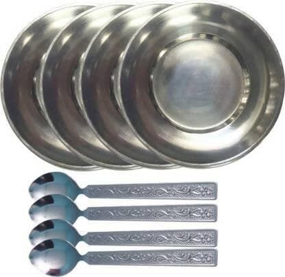 SHINI LIFESTYLE Old Style Quarter Plate, Breakfast Plates With Spoon (pack of 8) - HalfPe