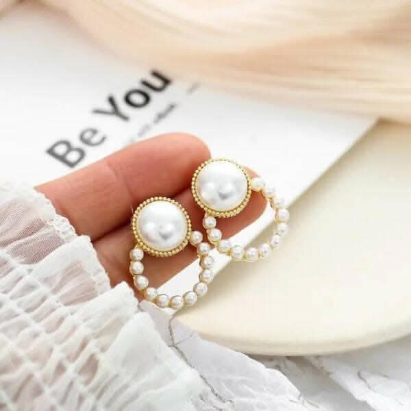 Pinapes vintage style circle pearl earrings - HalfPe