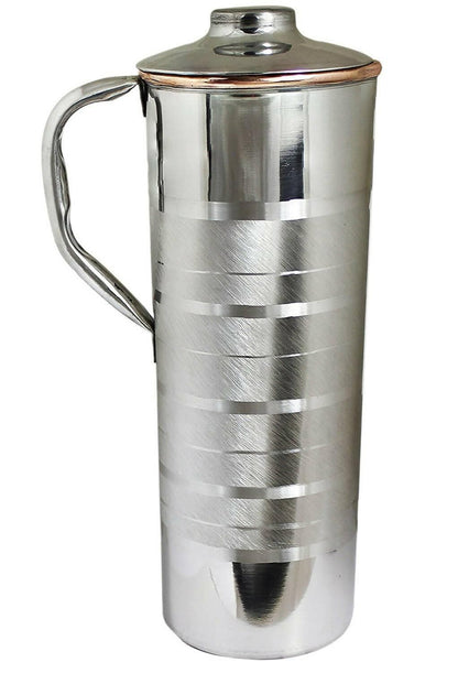 Prisha India Craft Stainless Steel Copper Jug Pitcher, Luxury Design, Capacity (900 M) - HalfPe