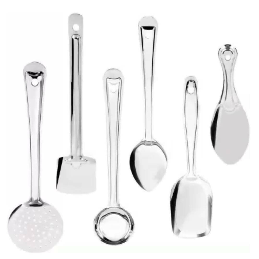 SHINI LIFESTYLE Stainless Steel Kitchen Tools Set for Cooking Serving Spoon, Kitchen Ladle Set, Skimmer Turner Spatula and Slotted Turner - HalfPe