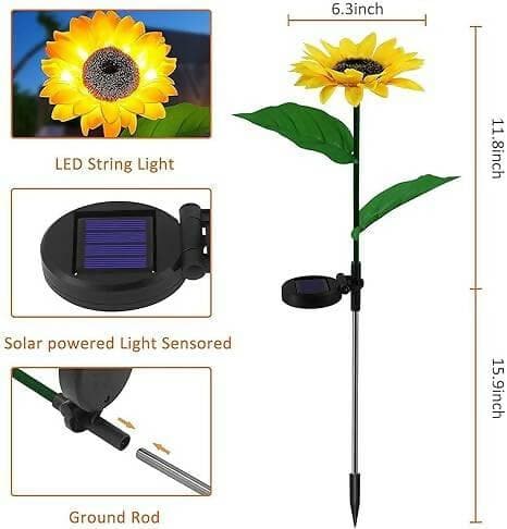 3 Pack Solar Powered Sunflower Garden/Outdoor Light - HalfPe