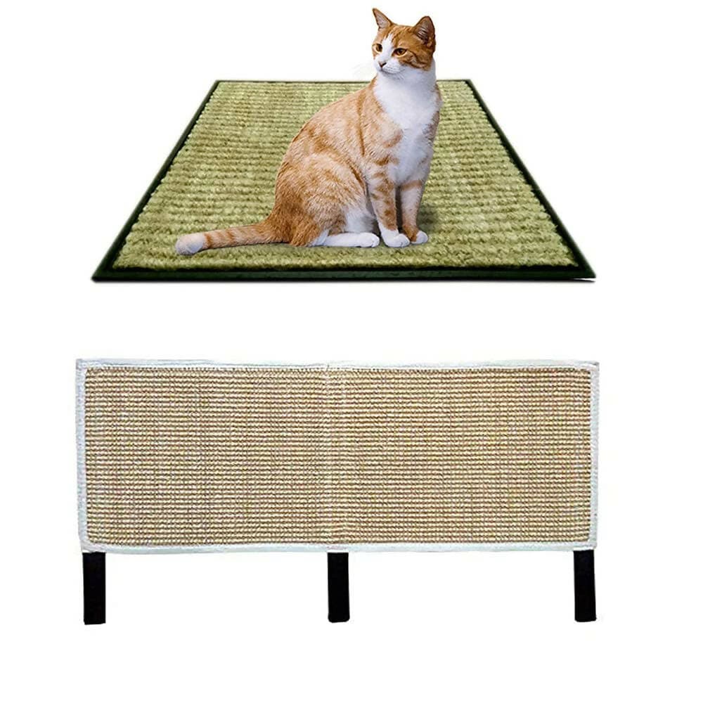 Mats Avenue Cat Scratch Pad Made of Coir and Rubber (46x46 CM) and Mats Avenue Cat Scratch Post Sisal and Hook and Loop and Tape (25x60 Cm) Beige Color - HalfPe