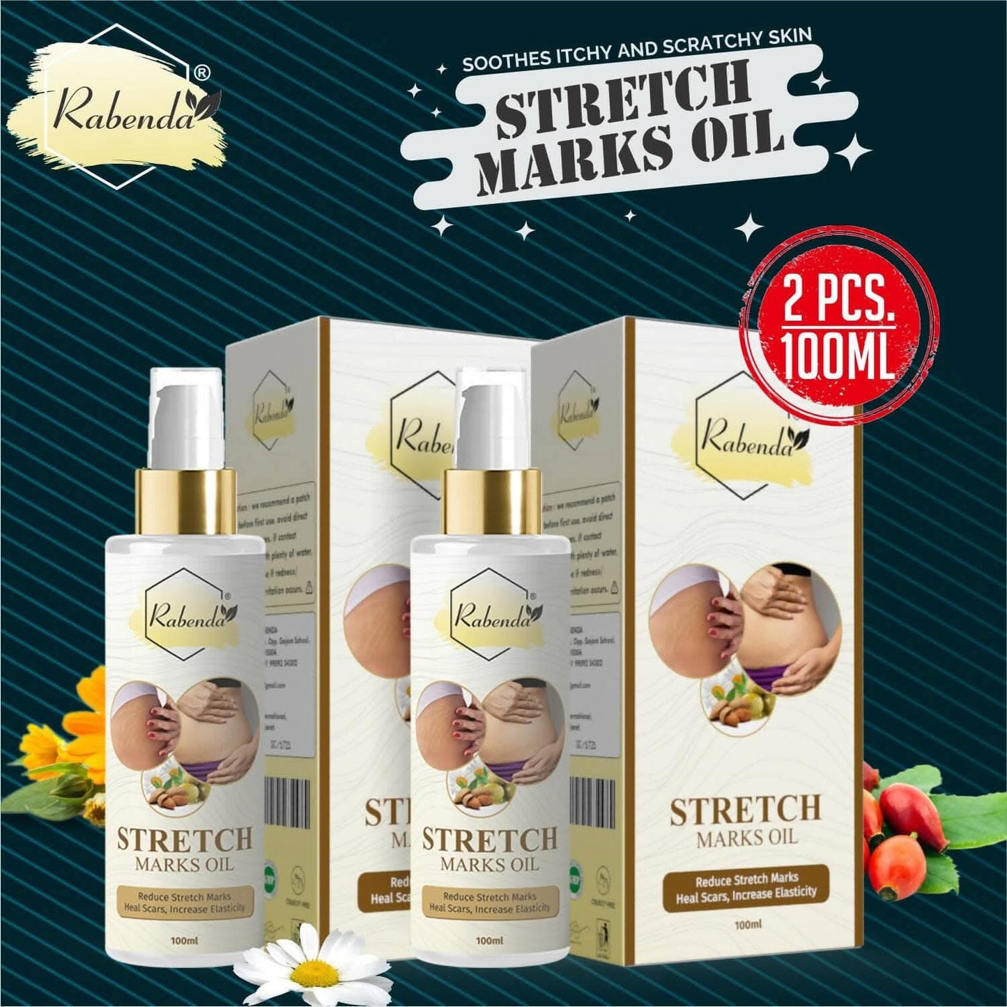 Rabenda present Repair Stretch Marks Removal pack of 2 (100 ml) - HalfPe