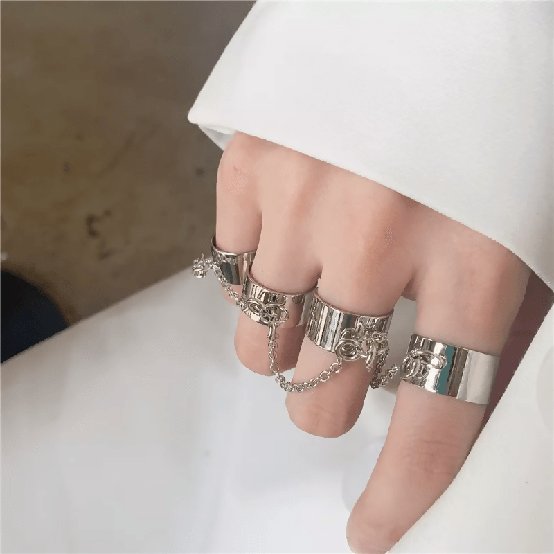Pinapes silver Multicolour New Stylish Ring set For Girl women - HalfPe