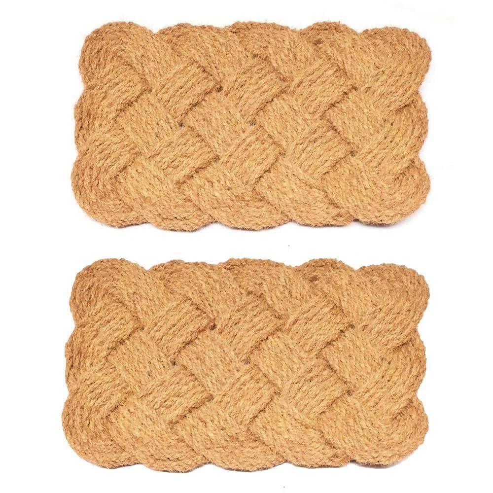 Mats Avenue Hand Made Coir Rope Mat, 40 x 60 cm Brown Color (Set of 2) - HalfPe