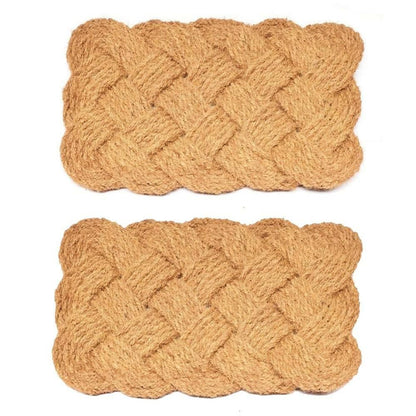 Mats Avenue Hand Made Coir Rope Mat, 40 x 60 cm Brown Color (Set of 2) - HalfPe