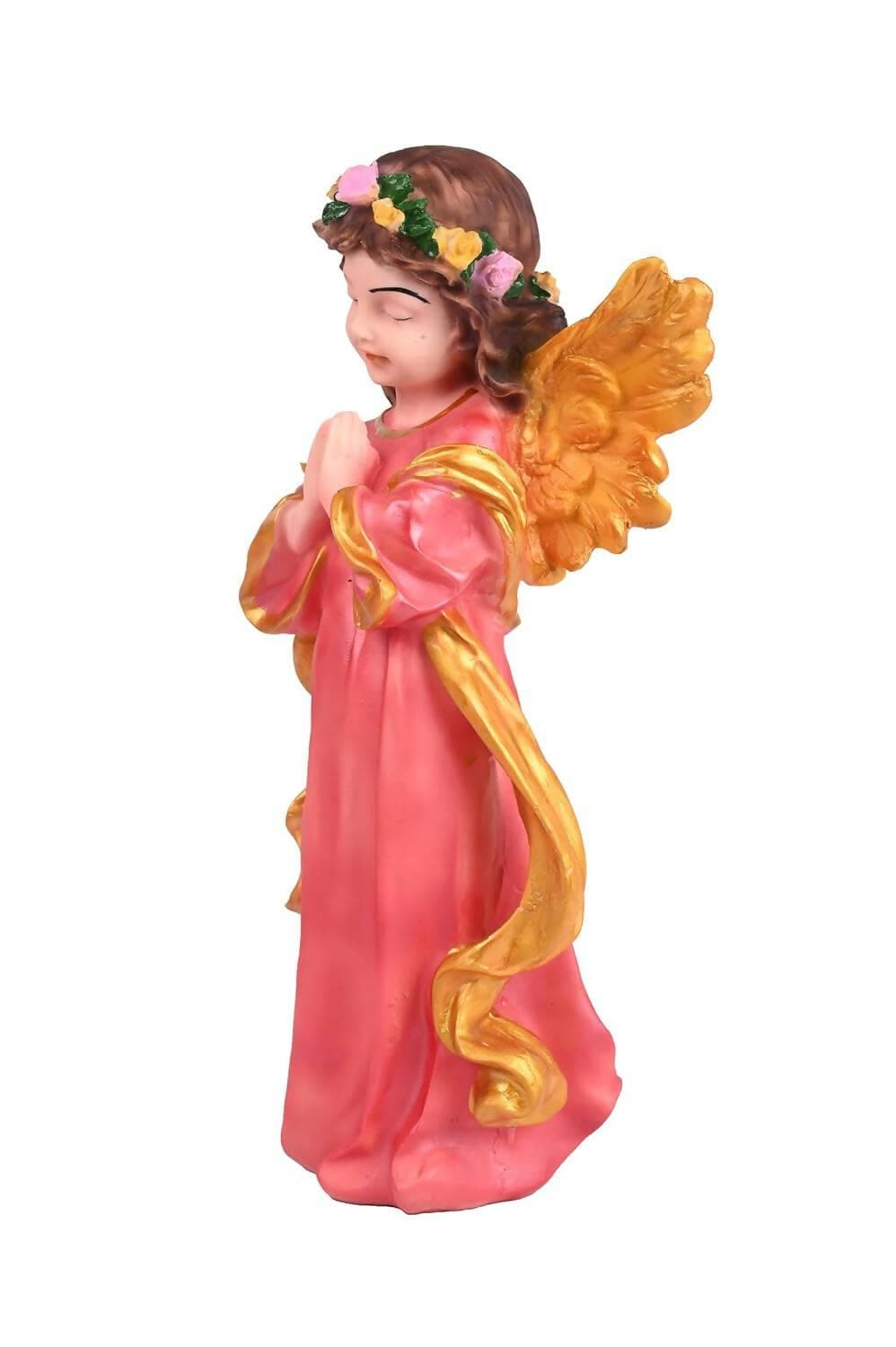 KariGhar Resin Pink Praying Angel Statue Catholic Idol for Home | Prayer Room Decoration, (Pink, 12 Inches) - HalfPe