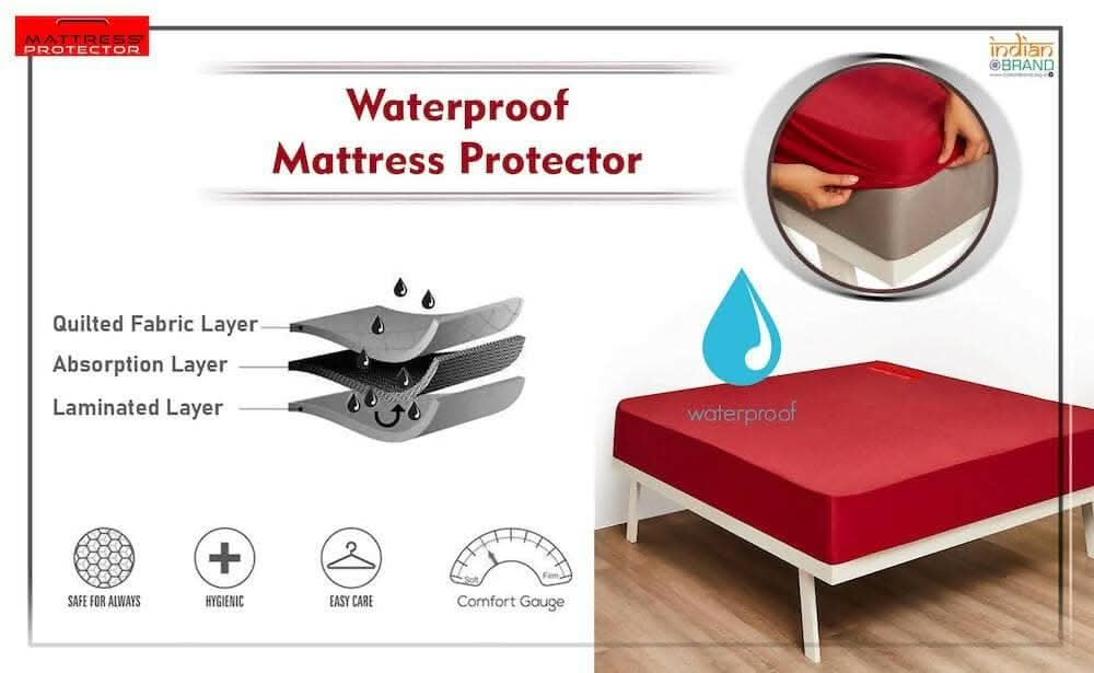 Mattress Protector Maroon Cover for King Size Bed (84 x 78 inch) - HalfPe