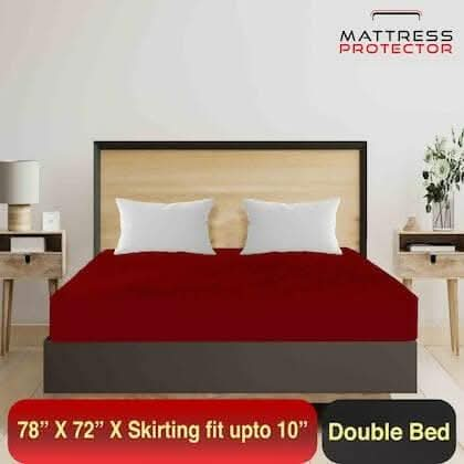 Mattress protector maroon waterproof cover for double bed (78 x 72 inch) - HalfPe