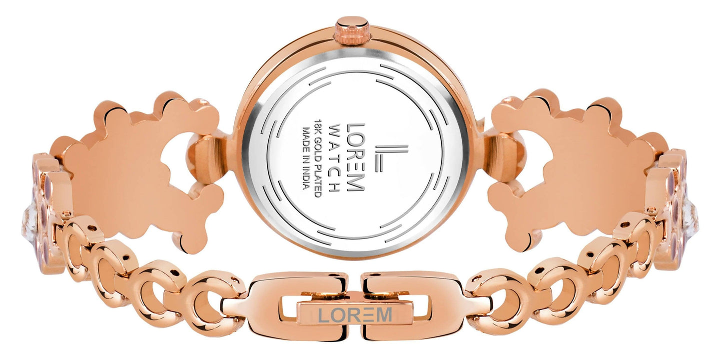 LOREM Rose Gold Brass Designer Analog Watch For Women LR256 - HalfPe