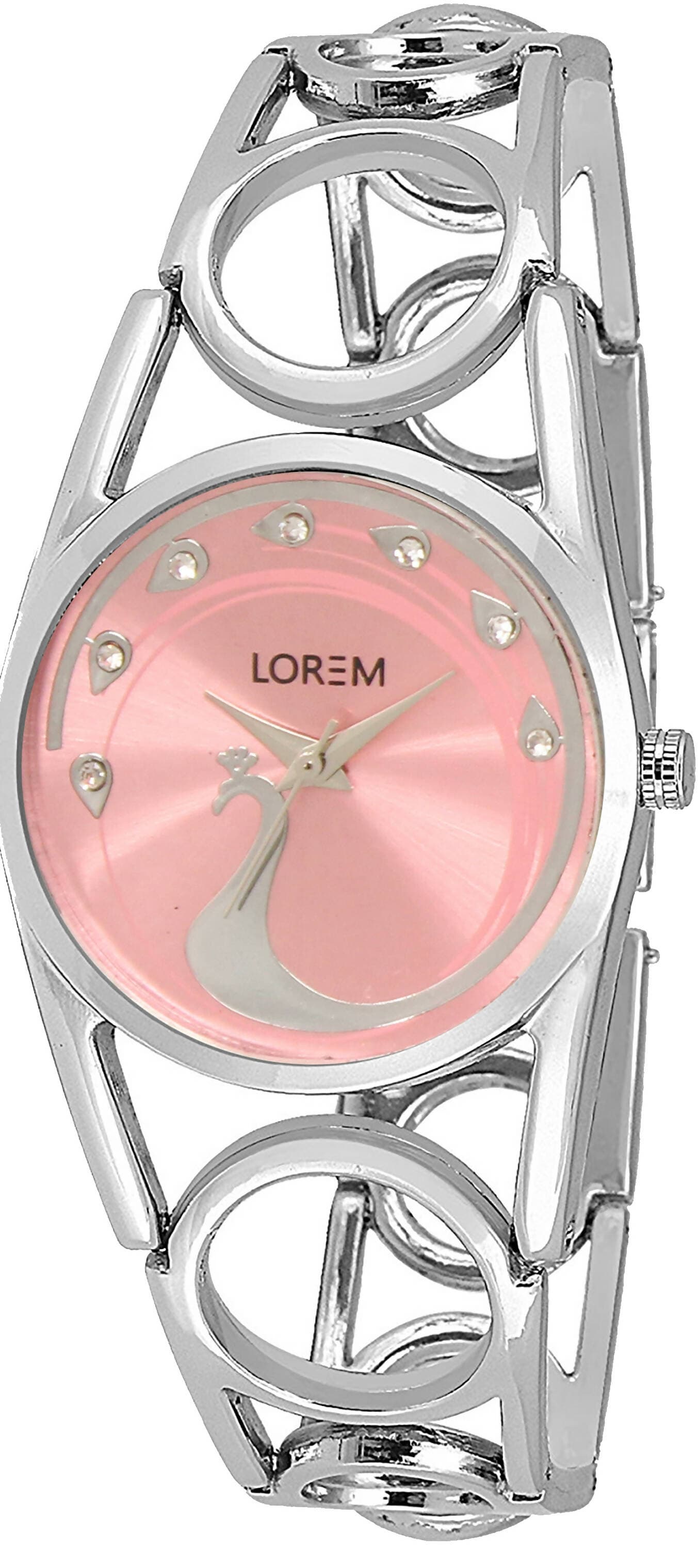 LOREM Pink Peacock Design Analog Watch For Women LR233 - HalfPe