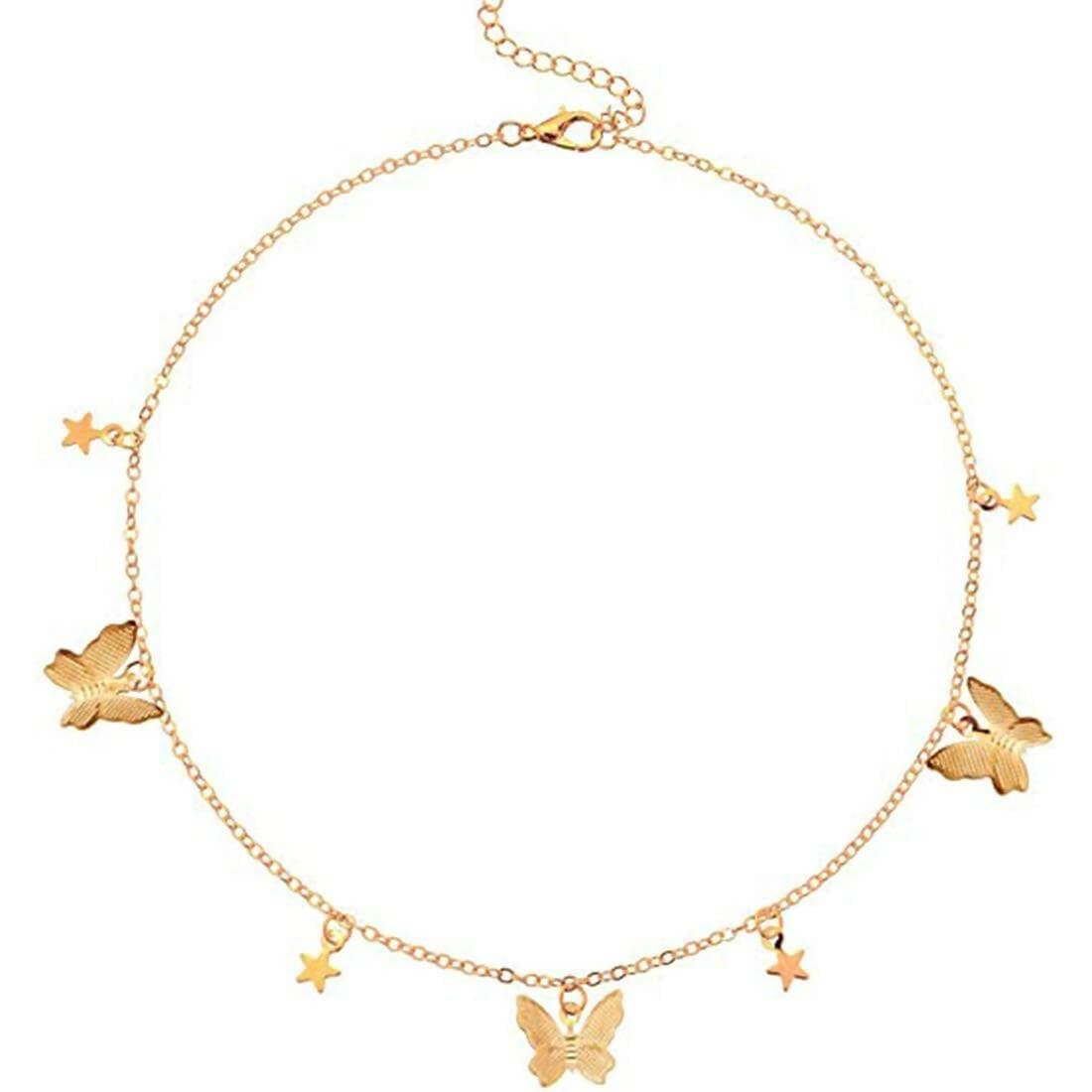 Pinapes Multiple Butterfly Star Necklace Jewellery for Women Pendant Necklace for Women & Girls - HalfPe