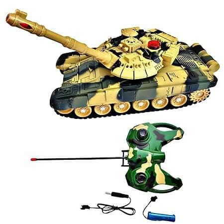 RUHANI Remote Control Shooting Mode Army Tank Big Size with Rechargeable Batteries Plastic Army Tank for-Kid(Multicolour) - HalfPe