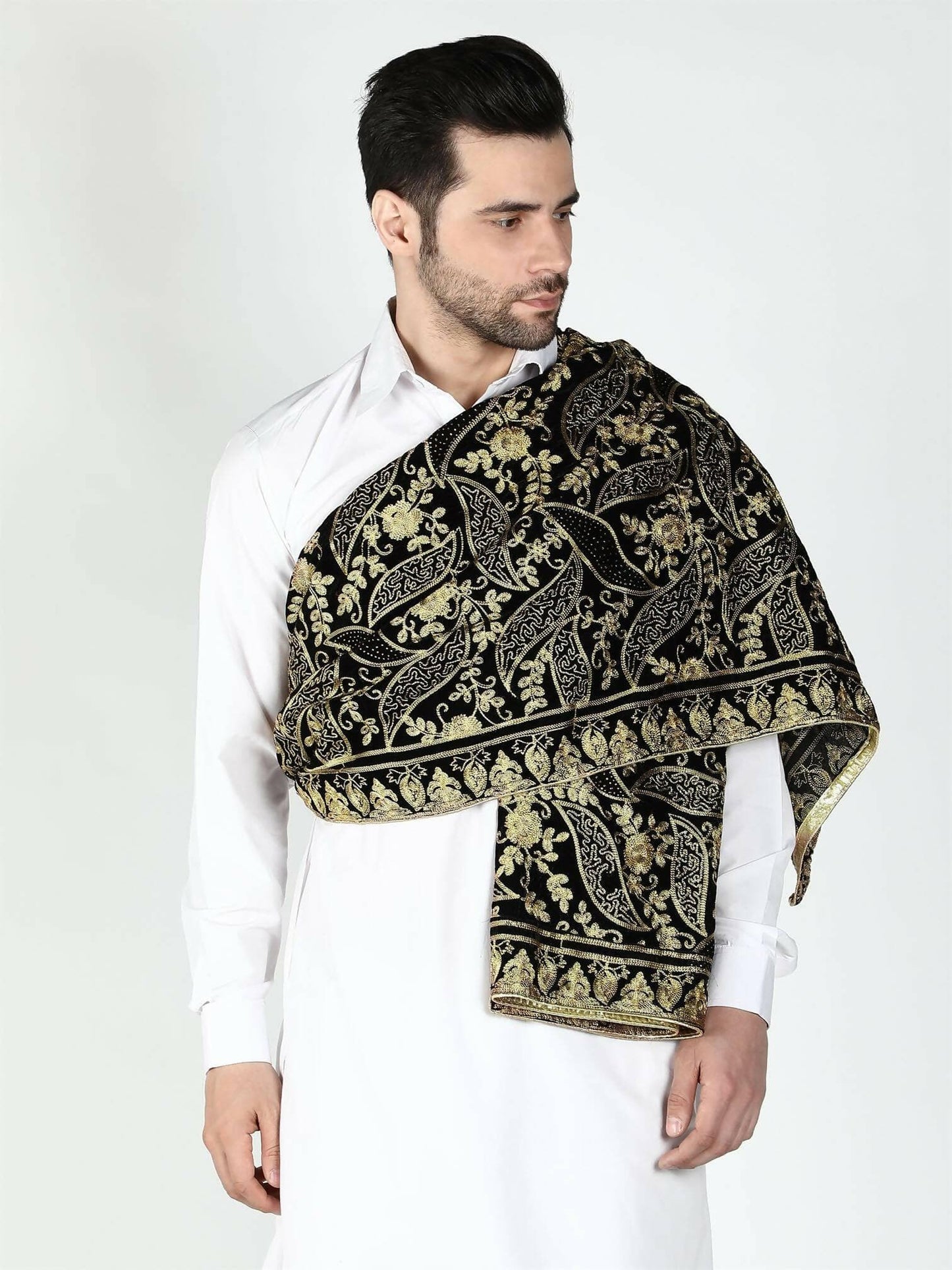 Moda Chales Men's Shawl (Black) - HalfPe