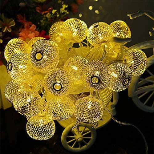 Golden Metal Lantern Copper String Fairy Light (14 lights) - HalfPe