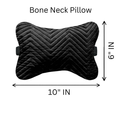 Car Cushion Pillows for Neck, Back and Seat Rest, Pack of 4, Quilted Black Velvet Material, 2 PCs of Bone Neck Rest Size: 6x10 Inches, 2 Pcs of Car Cushion Size: 12x12 Inches by Lushomes - HalfPe